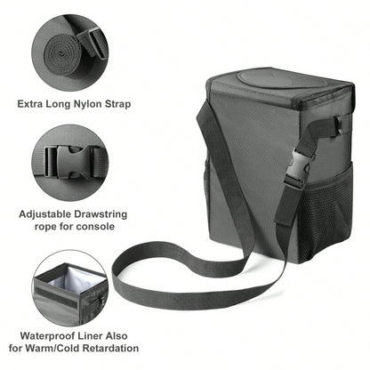 Car Trash Can With Lid,Leakproof Trash Bin Car Garbage Can, Collapsible Automotive Truck Organizer And Storage Bag Car Accessories For Women Men Road Trip Essentials,Car Storage