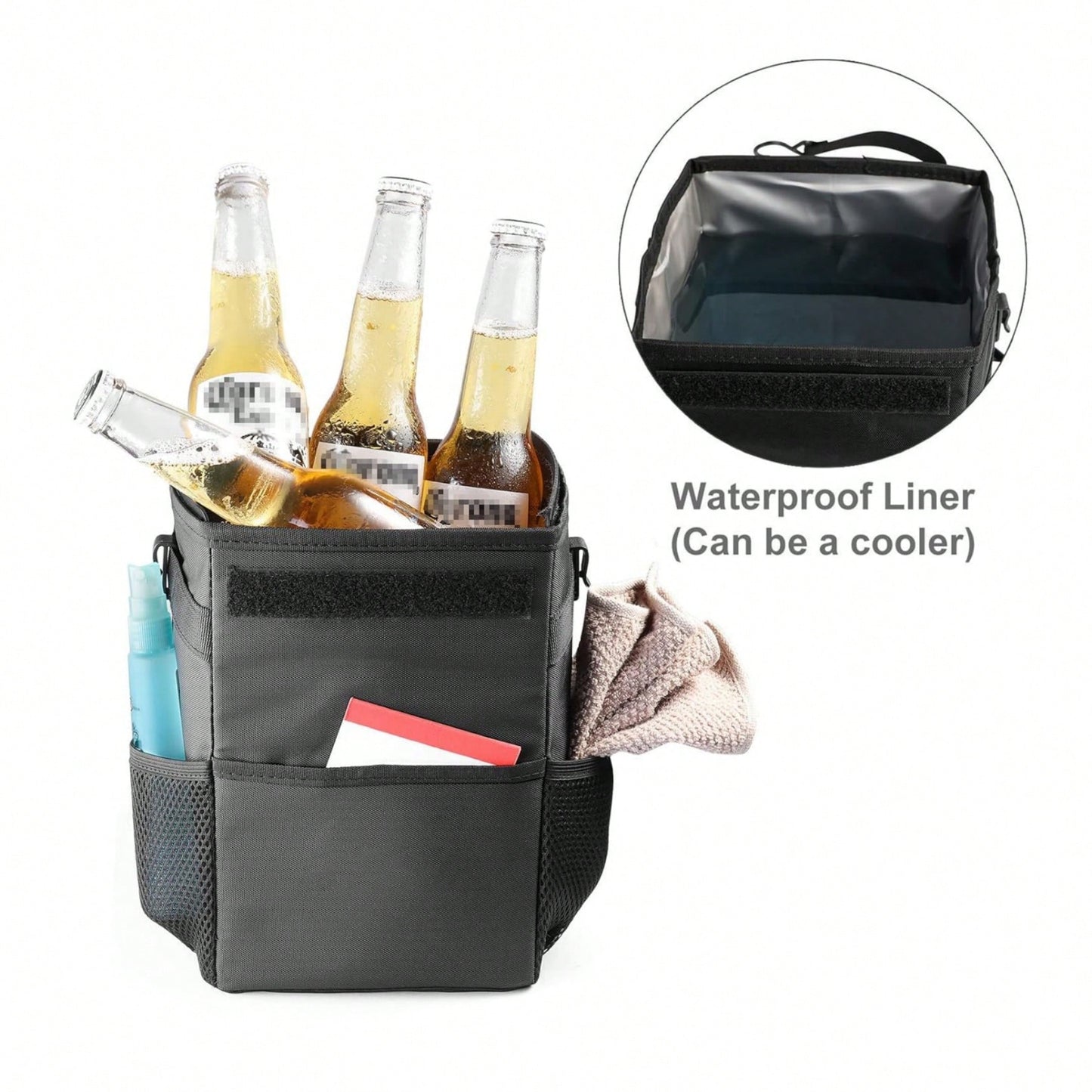 Car Trash Can With Lid,Leakproof Trash Bin Car Garbage Can, Collapsible Automotive Truck Organizer And Storage Bag Car Accessories For Women Men Road Trip Essentials,Car Storage
