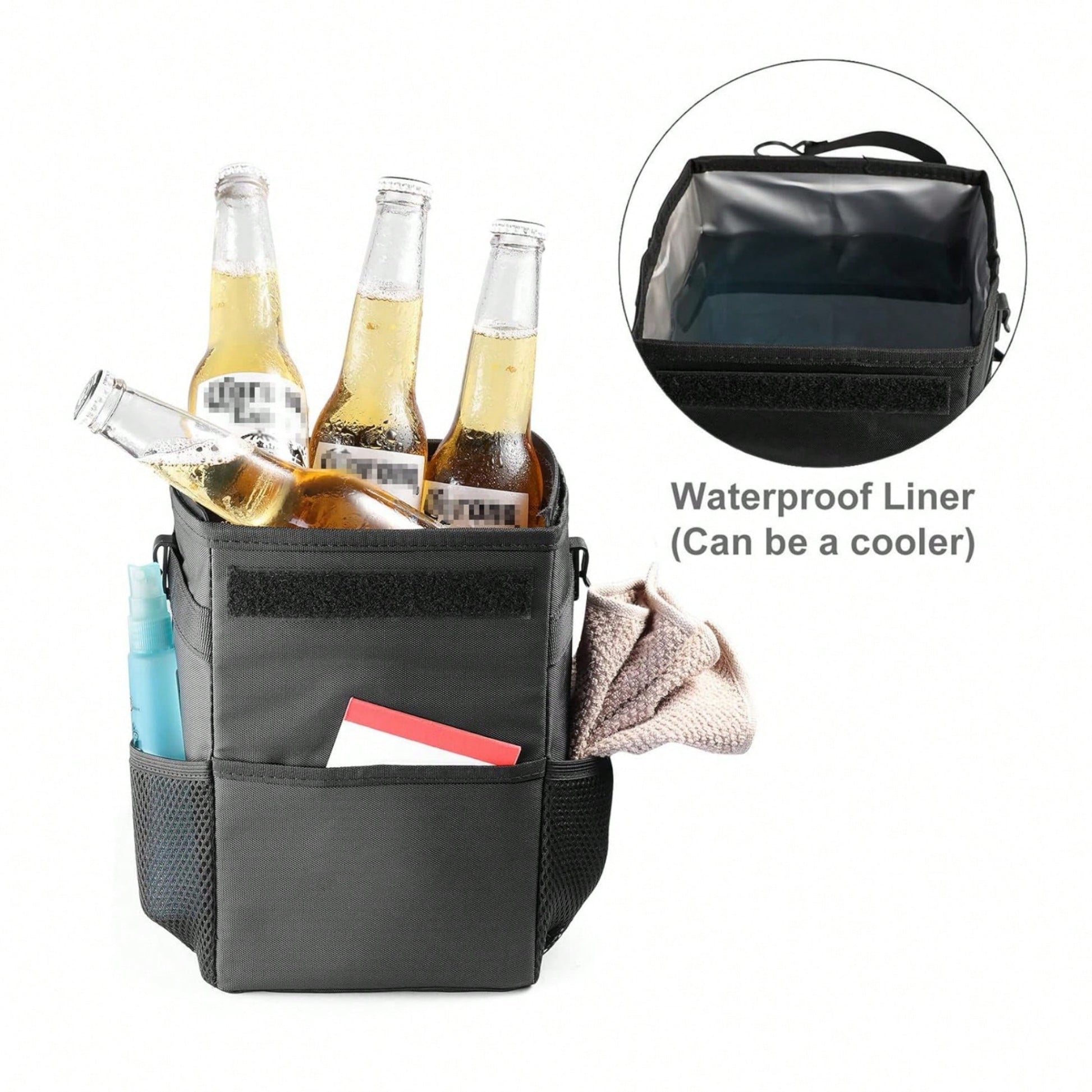Car Trash Can With Lid,Leakproof Trash Bin Car Garbage Can, Collapsible Automotive Truck Organizer And Storage Bag Car Accessories For Women Men Road Trip Essentials,Car Storage