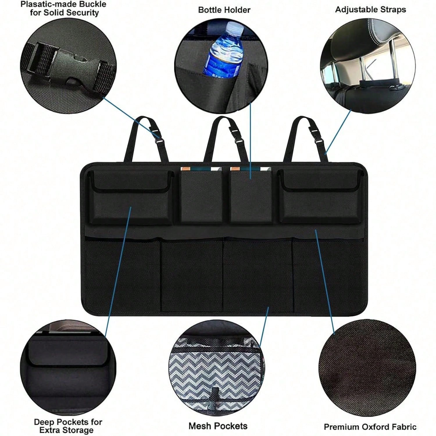Car Trunk Organizer, Large Capacity Car Organizers And Storage With 8 Pockets, Waterproof Backseat Hanging Organizer For SUV, Truck, MPV, Interior Accessories For Men And Women