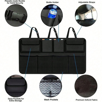 Car Trunk Organizer, Large Capacity Car Organizers And Storage With 8 Pockets, Waterproof Backseat Hanging Organizer For SUV, Truck, MPV, Interior Accessories For Men And Women