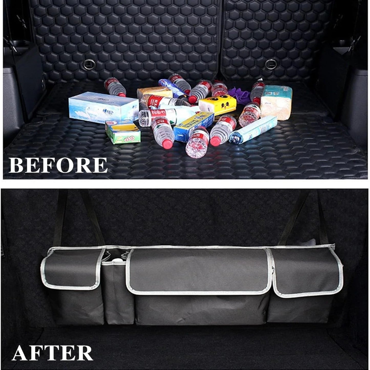Car Trunk Organizer, Backseat Hanging Organizer With 4 Pockets Waterproof Trunk Organizer And Storage For SUV, Truck, Van, Cargo.