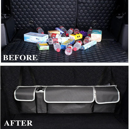 Car Trunk Organizer, Backseat Hanging Organizer With 4 Pockets Waterproof Trunk Organizer And Storage For SUV, Truck, Van, Cargo.