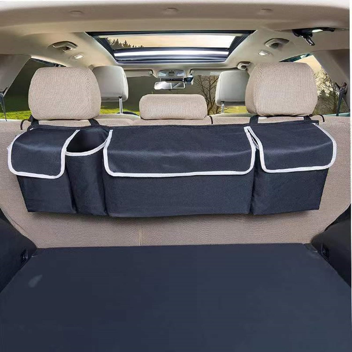 Car Trunk Organizer, Backseat Hanging Organizer With 4 Pockets Waterproof Trunk Organizer And Storage For SUV, Truck, Van, Cargo.