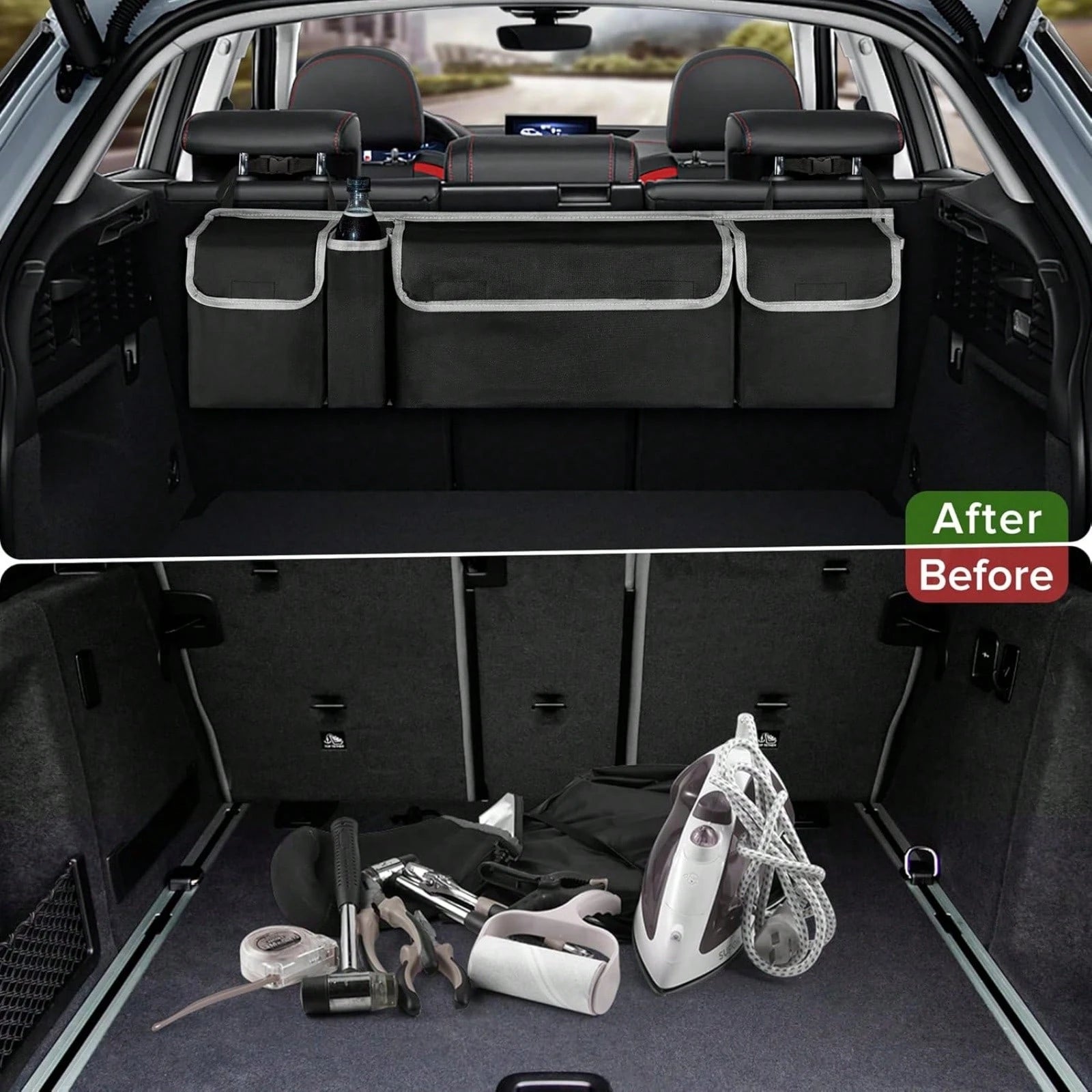 Car Trunk Storage Box And Storage Bag, Foldable Storage Bag With 4 Pockets, Perfect For All Car Models, Making Your Driving More Tidy And Orderly!