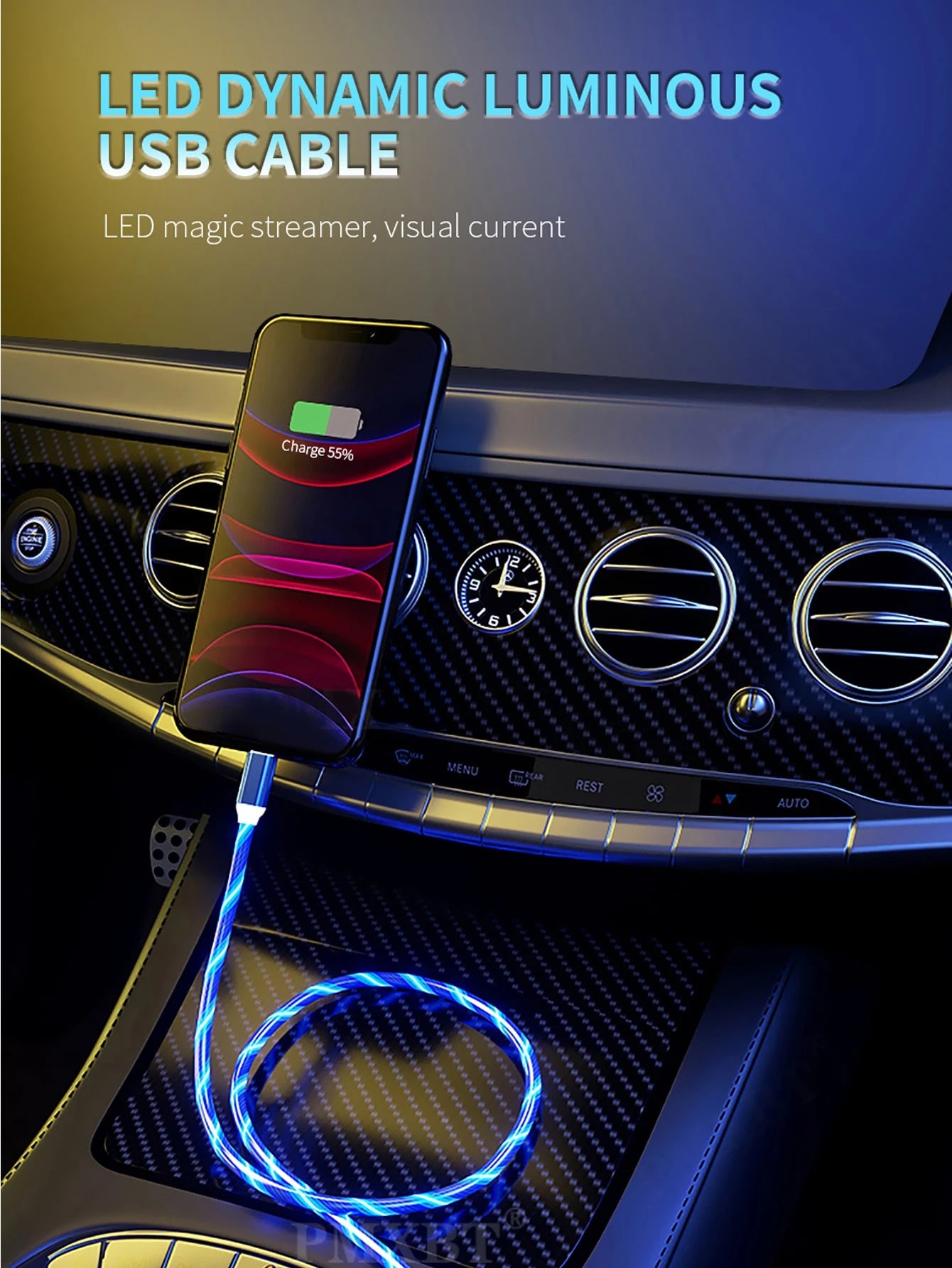 Car Type-C Glowing Data Cable