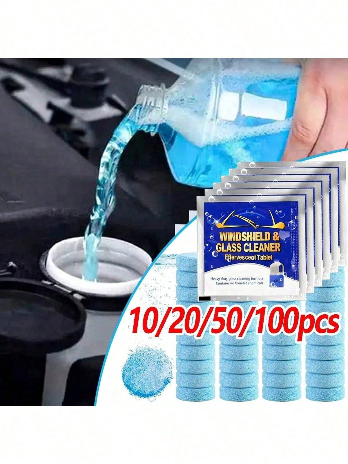 Car Windshield Cleaning Tablets- Glass Cleaner Concentrate, Solid Effervescent Tablets, Removes Car Glass Stains, Clears Vehicle Vision, Auto Accessories