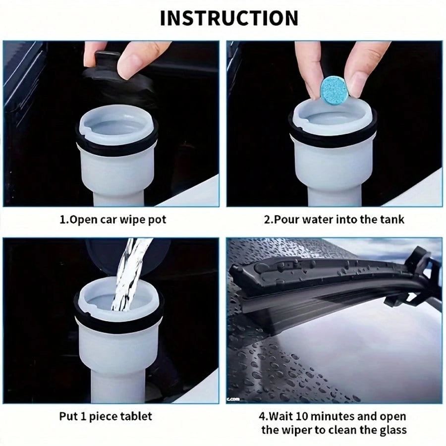 Car Windshield Cleaning Tablets- Glass Cleaner Concentrate, Solid Effervescent Tablets, Removes Car Glass Stains, Clears Vehicle Vision, Auto Accessories