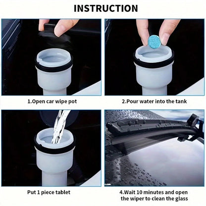 Car Windshield Cleaning Tablets- Glass Cleaner Concentrate, Solid Effervescent Tablets, Removes Car Glass Stains, Clears Vehicle Vision, Auto Accessories