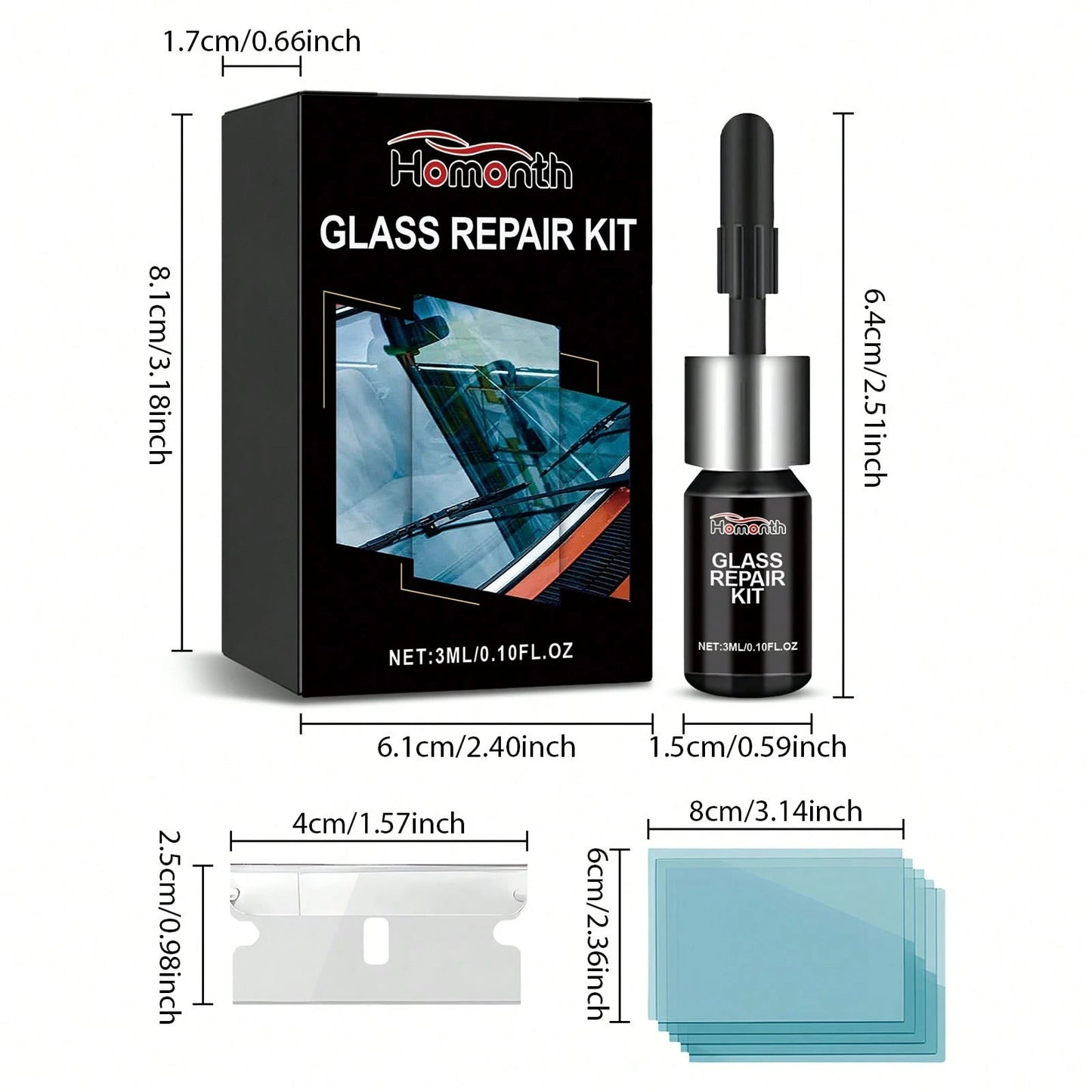 Car Windshield Cracked Repair Drops Diy Auto Window Glass Windscreen Chips Scratch Crack Nano Restoration Protective Agent Kit Prevent Damage Expanded Improve Visibility Glass Cleaner Care Tools