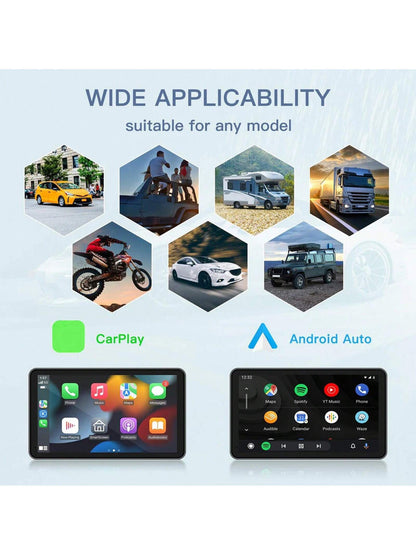 [Carabc] Wireless Portable Carplay & Android Auto 7" Touchscreen Screen For Car With Rear View Camera/ Mirror Link/ GPS/ AUX/ FM/ Bluetooth 5.0, Potable Car Stereo