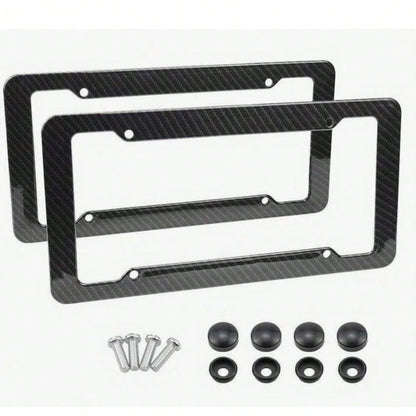 Carbon Fiber Texture License Plate Frame, Universal American Car License Plate Holder, Rust-Proof And Weatherproof Front And Rear License Plate Cover, Lightweight And Durable Car License Plate Bracket