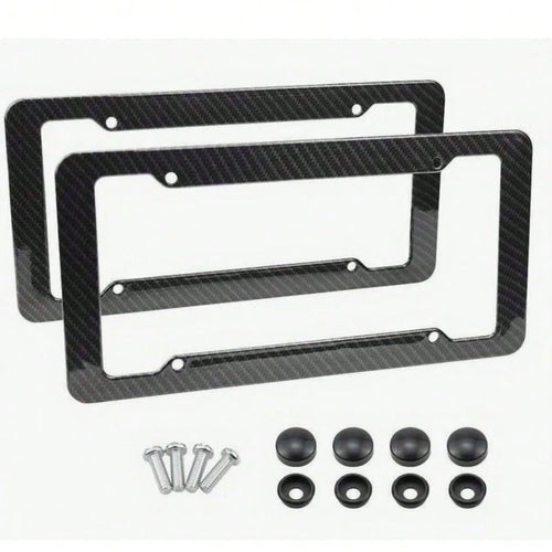 Carbon Fiber Texture License Plate Frame, Universal American Car License Plate Holder, Rust-Proof And Weatherproof Front And Rear License Plate Cover, Lightweight And Durable Car License Plate Bracket