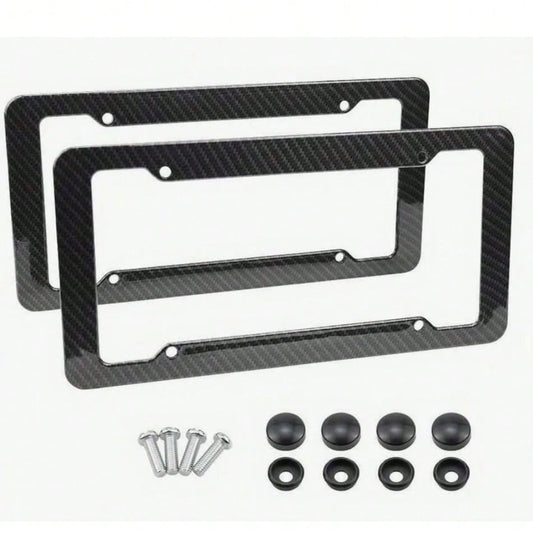 Carbon Fiber Texture License Plate Frame, Universal American Car License Plate Holder, Rust-Proof And Weatherproof Front And Rear License Plate Cover, Lightweight And Durable Car License Plate Bracket