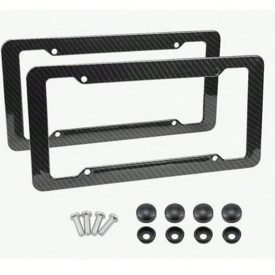 Carbon Fiber Texture License Plate Frame, Universal American Car License Plate Holder, Rust-Proof And Weatherproof Front And Rear License Plate Cover, Lightweight And Durable Car License Plate Bracket
