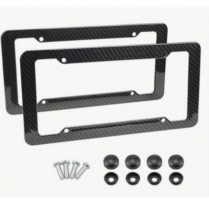 Carbon Fiber Texture License Plate Frame, Universal American Car License Plate Holder, Rust-Proof And Weatherproof Front And Rear License Plate Cover, Lightweight And Durable Car License Plate Bracket