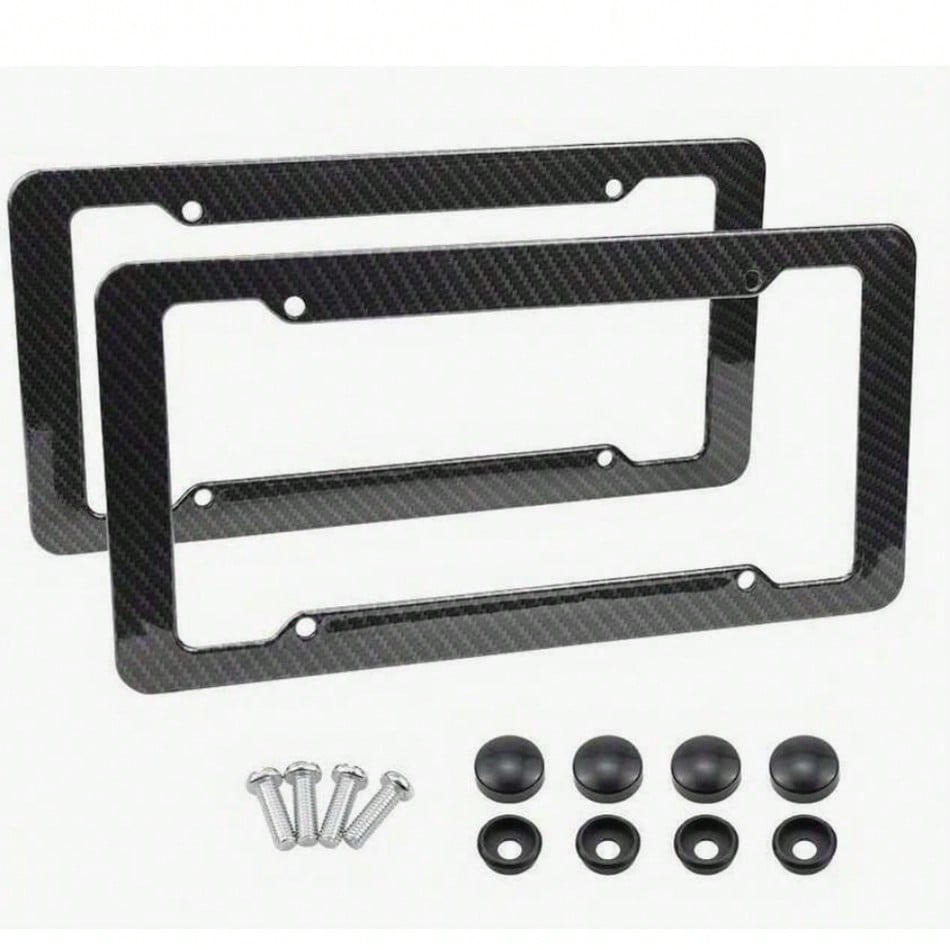 Carbon Fiber Texture License Plate Frame, Universal American Car License Plate Holder, Rust-Proof And Weatherproof Front And Rear License Plate Cover, Lightweight And Durable Car License Plate Bracket