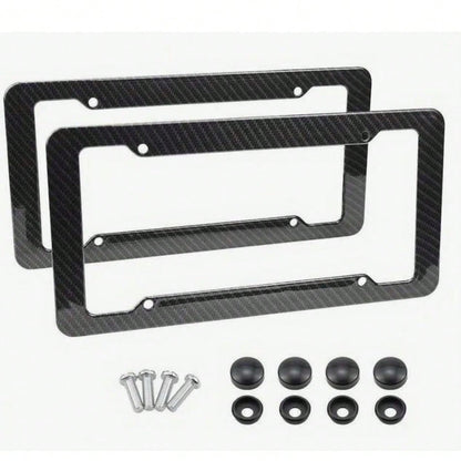 Carbon Fiber Texture License Plate Frame, Universal American Car License Plate Holder, Rust-Proof And Weatherproof Front And Rear License Plate Cover, Lightweight And Durable Car License Plate Bracket