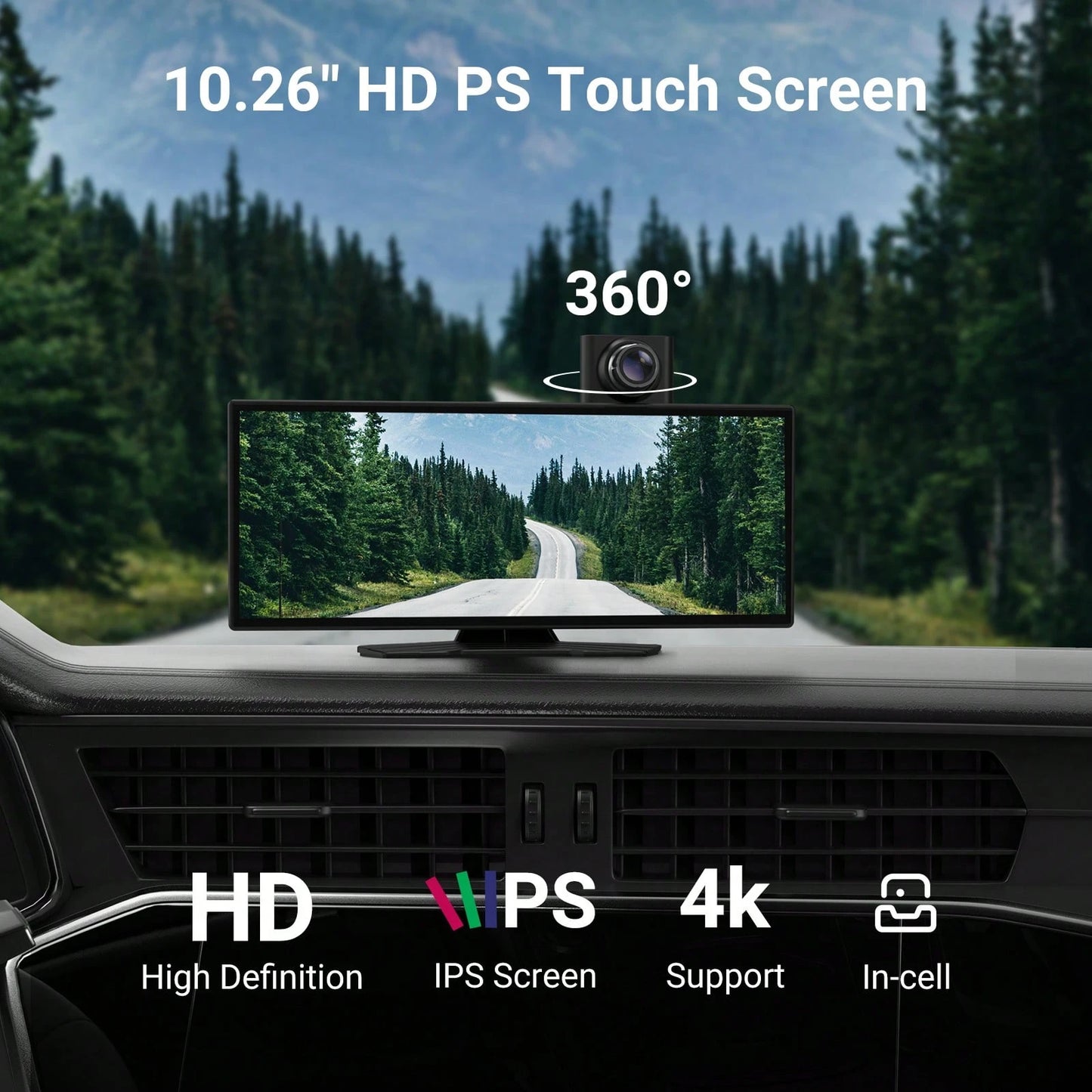 Carplay Screen For Car,Wireless Apple Carplay & Android Auto Touchscreen With Backup Camera, Car Play Screen IOS 26 Compatible, GPS Navigation/Mirror Link/Siri/FM (No Front Camera)