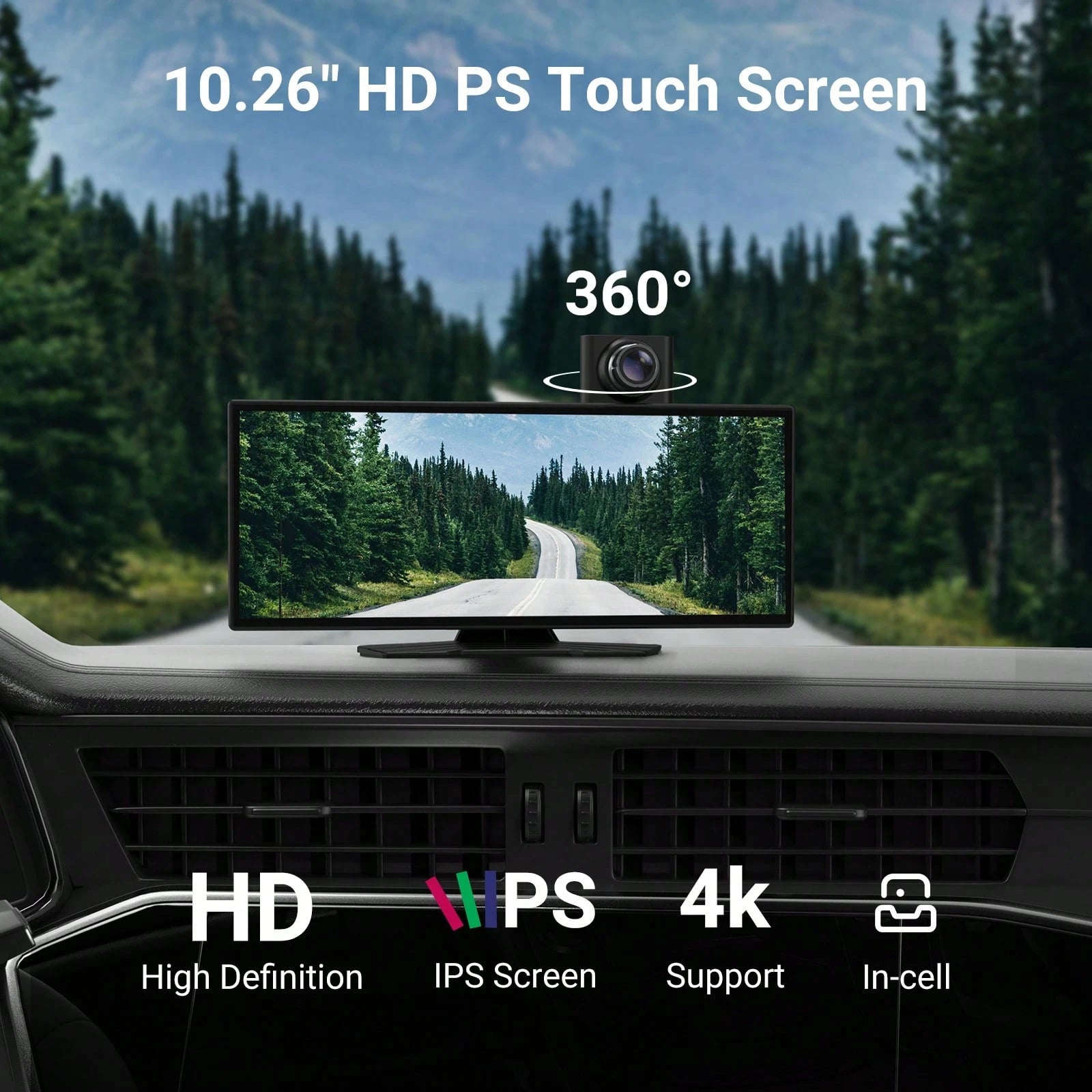 Carplay Screen For Car,Wireless Apple Carplay & Android Auto Touchscreen With Backup Camera, Car Play Screen IOS 26 Compatible, GPS Navigation/Mirror Link/Siri/FM (No Front Camera)
