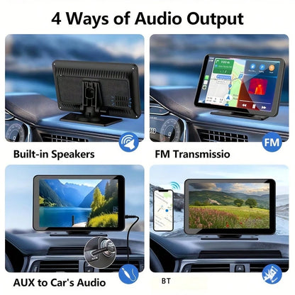 Carplay Screen For Car, 7" HD Portable Car Stereo Touch Screen With Wireless Android Auto, Backup Camera, Car Audio Receivers With Voice Control, Mirror Link, BT, GPS Navigation