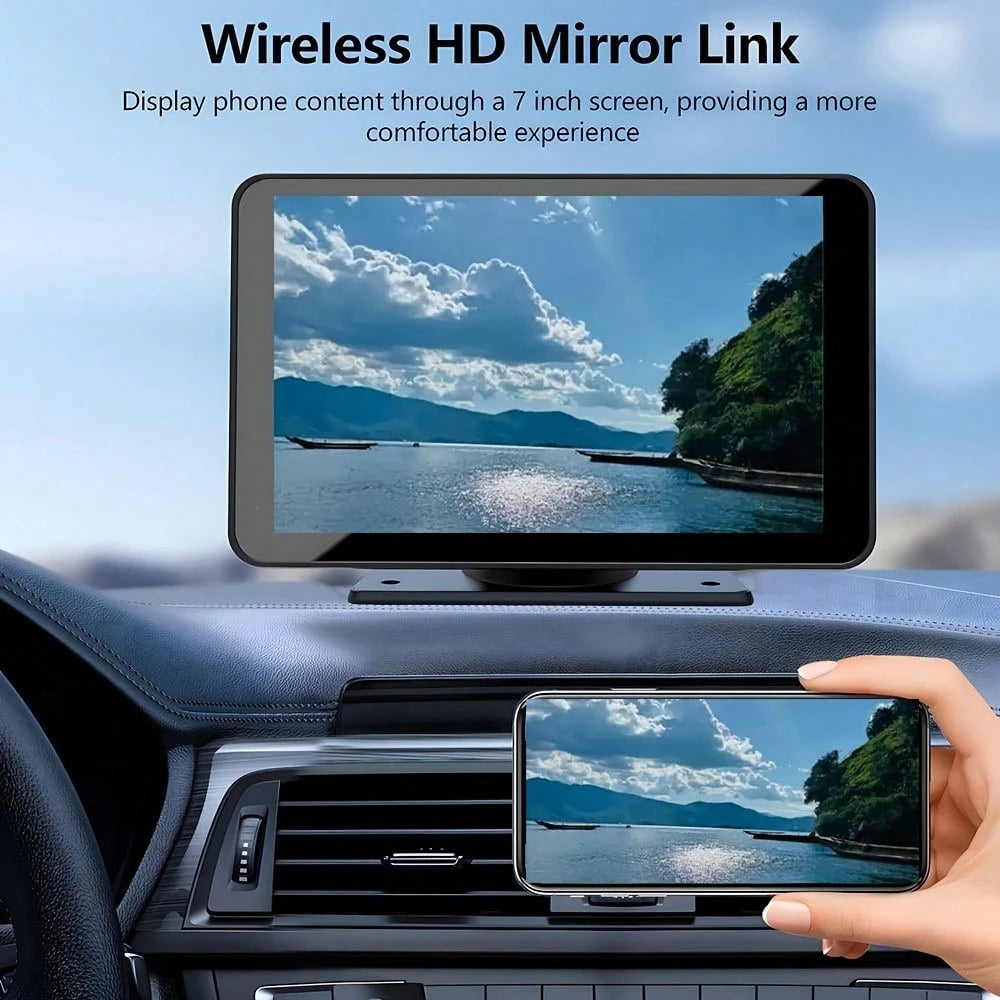 Carplay Screen For Car, 7" HD Portable Car Stereo Touch Screen With Wireless Android Auto, Backup Camera, Car Audio Receivers With Voice Control, Mirror Link, BT, GPS Navigation