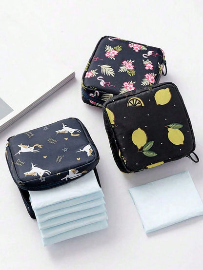 Cartoon Sanitary Pad Storage Bag, Tissue Paper Storage Bag, Lipstick Makeup Bag, Toilet Paper Storage Bag, Multi-Function Sanitary Pad Storage Bag, Large Capacity Portable Bag, Sanitary Pad Storage Bo