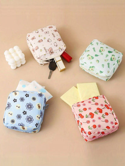 Cartoon Sanitary Pad Storage Bag, Tissue Paper Storage Bag, Lipstick Makeup Bag, Toilet Paper Storage Bag, Multi-Function Sanitary Pad Storage Bag, Large Capacity Portable Bag, Sanitary Pad Storage Bo