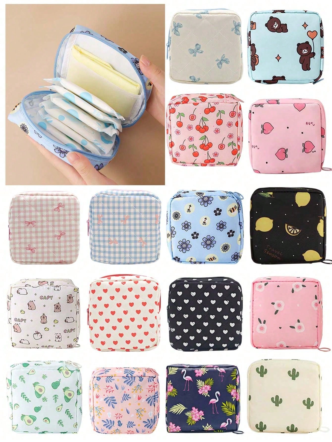 Cartoon Sanitary Pad Storage Bag, Tissue Paper Storage Bag, Lipstick Makeup Bag, Toilet Paper Storage Bag, Multi-Function Sanitary Pad Storage Bag, Large Capacity Portable Bag, Sanitary Pad Storage Bo