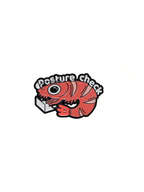 Cartoon Shrimp Enamel Pin Custom Posture Check Brooch Lapel Backpack Badge Jewelry Gifts Accessories Pin For Clothes Bag Charm School Kpop Teacher Supplies Bag Charms Cute Office Accessories Shirts Ja