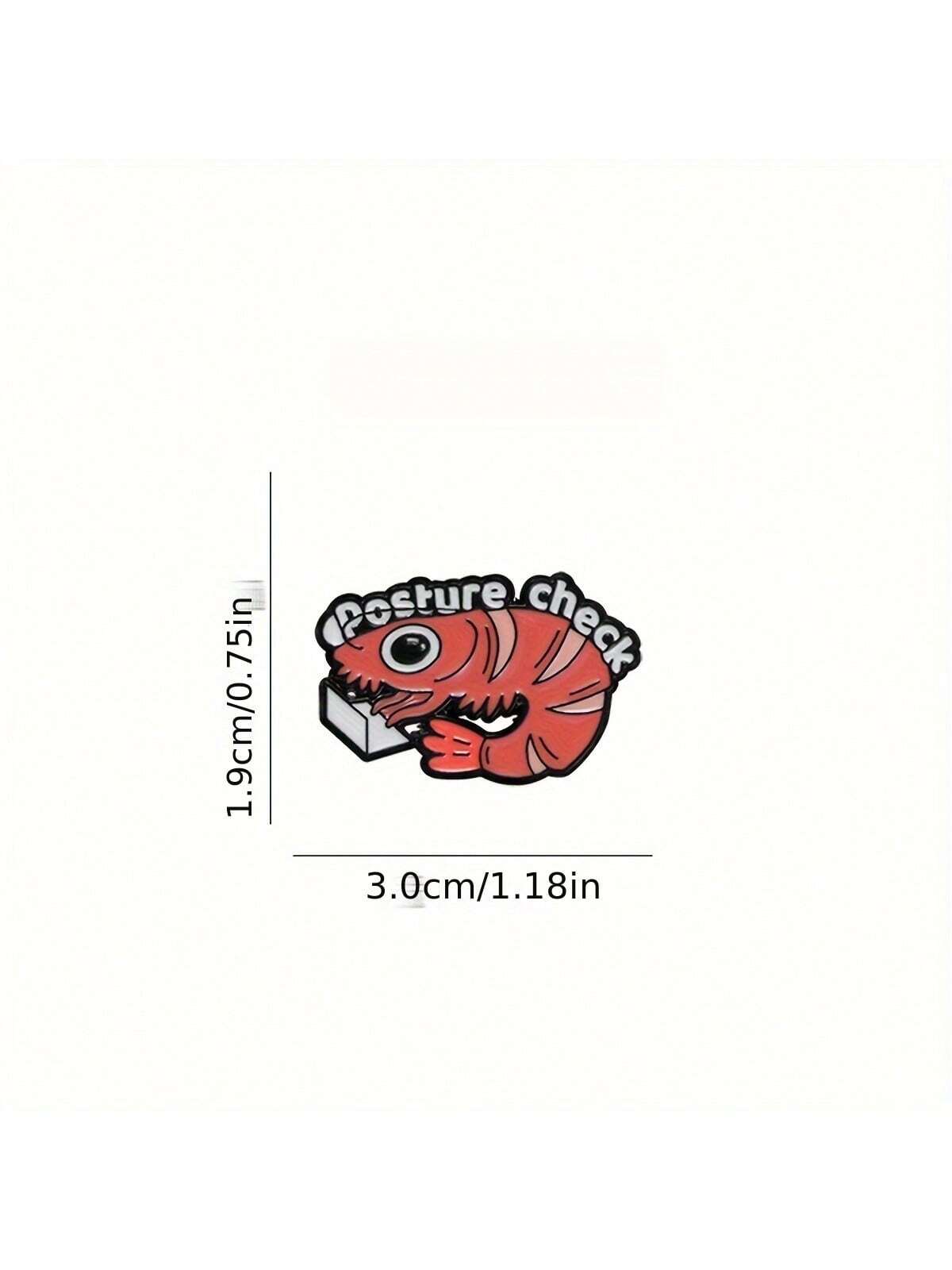 Cartoon Shrimp Enamel Pin Custom Posture Check Brooch Lapel Backpack Badge Jewelry Gifts Accessories Pin For Clothes Bag Charm School Kpop Teacher Supplies Bag Charms Cute Office Accessories Shirts Ja