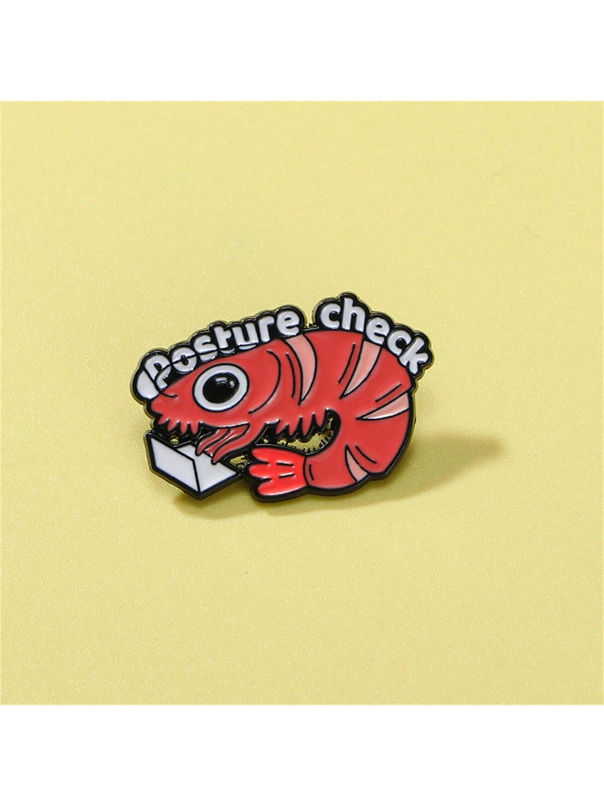 Cartoon Shrimp Enamel Pin Custom Posture Check Brooch Lapel Backpack Badge Jewelry Gifts Accessories Pin For Clothes Bag Charm School Kpop Teacher Supplies Bag Charms Cute Office Accessories Shirts Ja