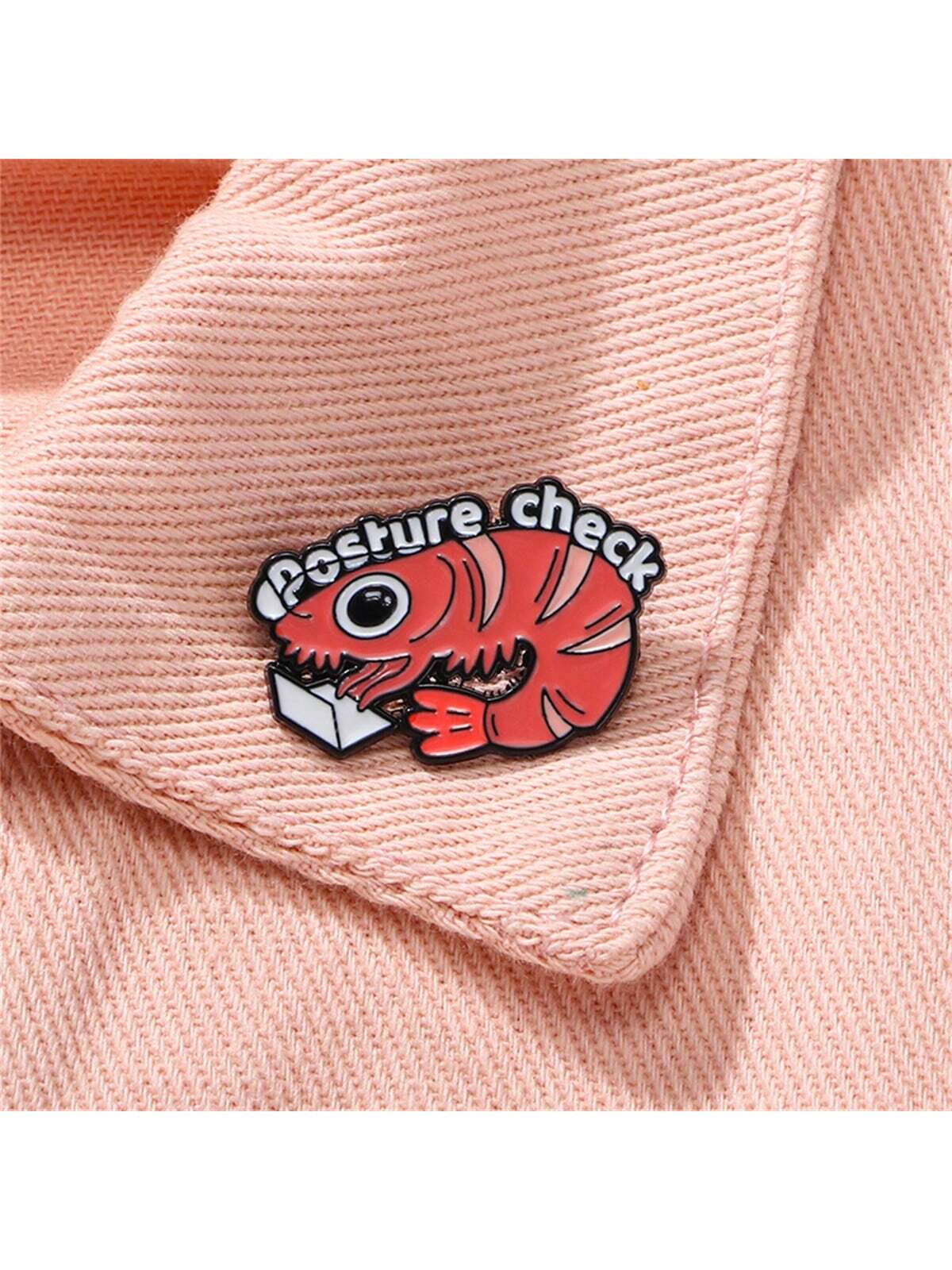 Cartoon Shrimp Enamel Pin Custom Posture Check Brooch Lapel Backpack Badge Jewelry Gifts Accessories Pin For Clothes Bag Charm School Kpop Teacher Supplies Bag Charms Cute Office Accessories Shirts Ja