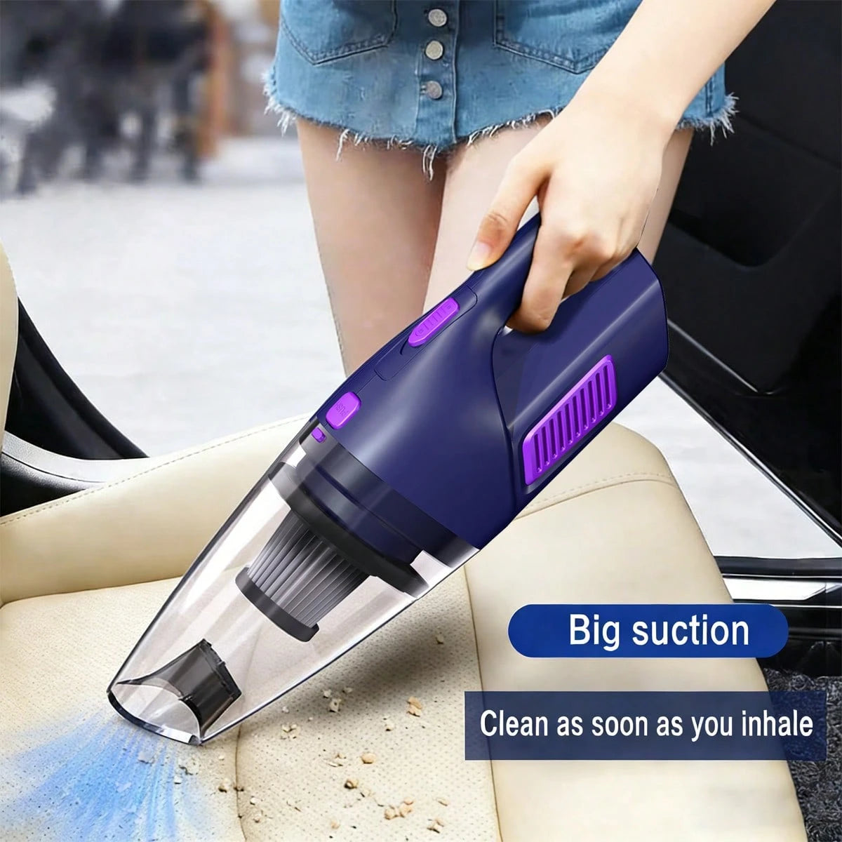 CascadeVac The Car Vacuum Cleaner Has Strong Suction Power, A 2000mAh Battery, Large Capacity, And Comes With 2accessories.Charging Cable And Long Nozzle Included It Is A Convenient Cleaning Tool Suit