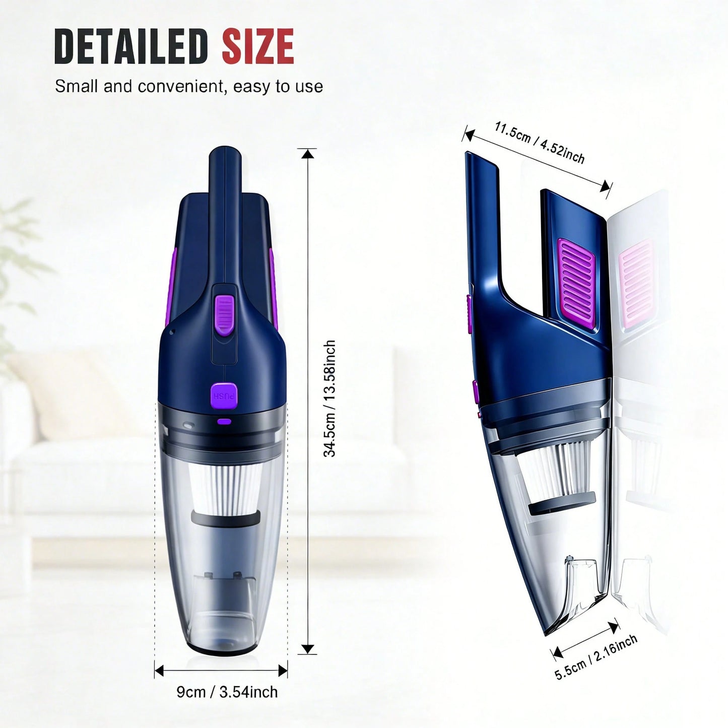 CascadeVac The Car Vacuum Cleaner Has Strong Suction Power, A 2000mAh Battery, Large Capacity, And Comes With 2accessories.Charging Cable And Long Nozzle Included It Is A Convenient Cleaning Tool Suit