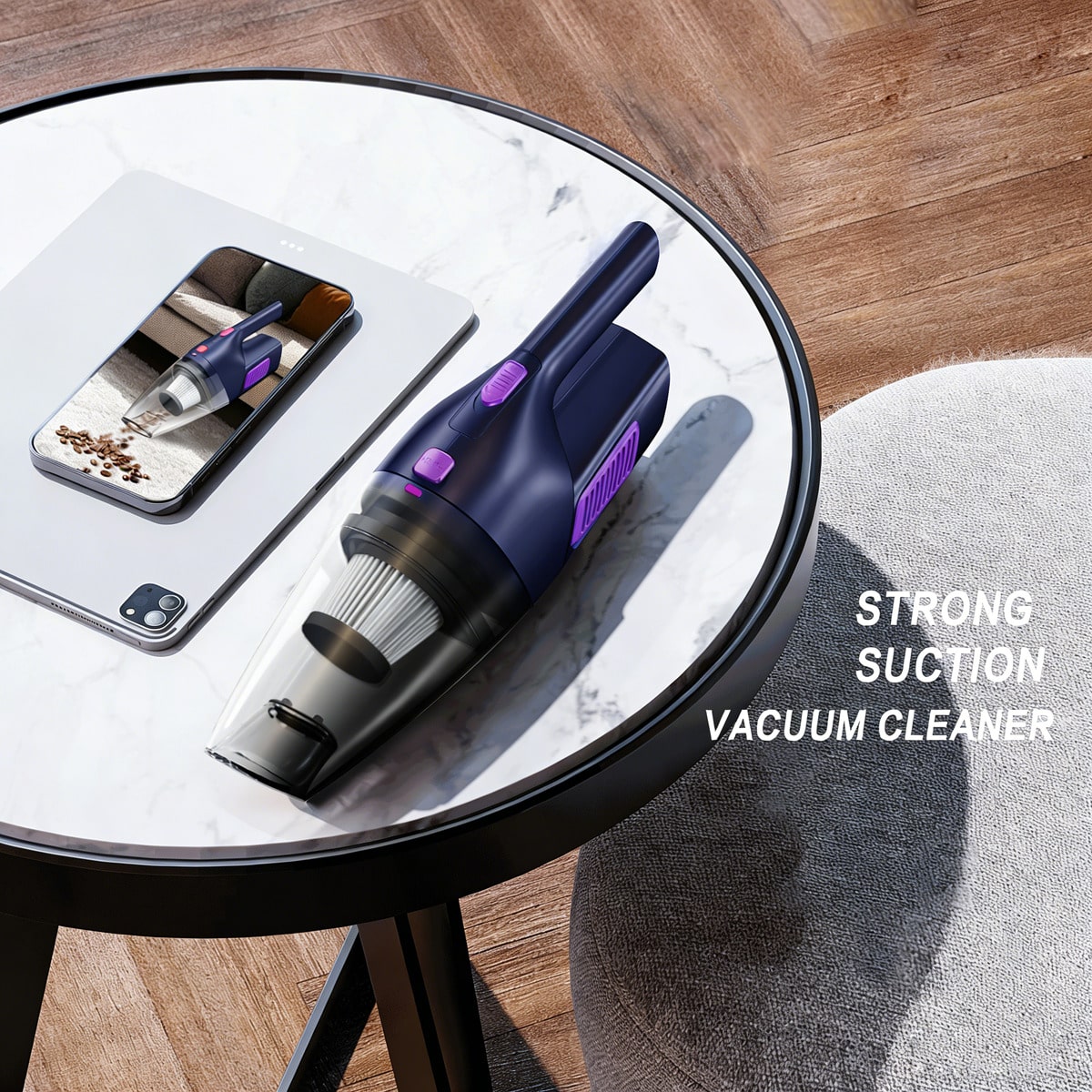 CascadeVac The Car Vacuum Cleaner Has Strong Suction Power, A 2000mAh Battery, Large Capacity, And Comes With 2accessories.Charging Cable And Long Nozzle Included It Is A Convenient Cleaning Tool Suit