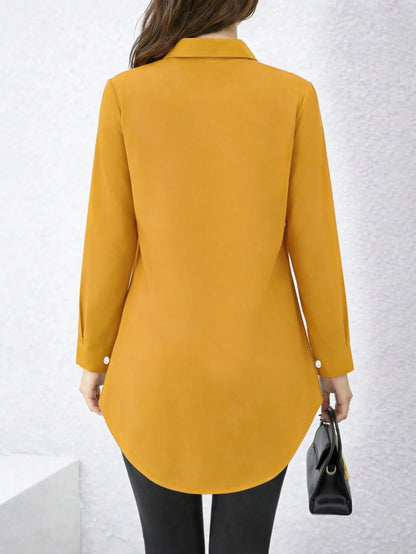Casual Comfortable Mid-Length Button-Up Shirt, New Arrival, Suitable For All Seasons White Spring