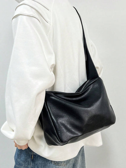 Casual Fashion Men's Minimalist Crossbody Bag With Wide Strap, Square Shape, Single Compartment, For Daily Commute And Travel