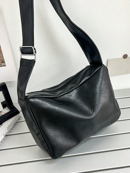 Casual Fashion Men's Minimalist Crossbody Bag With Wide Strap, Square Shape, Single Compartment, For Daily Commute And Travel