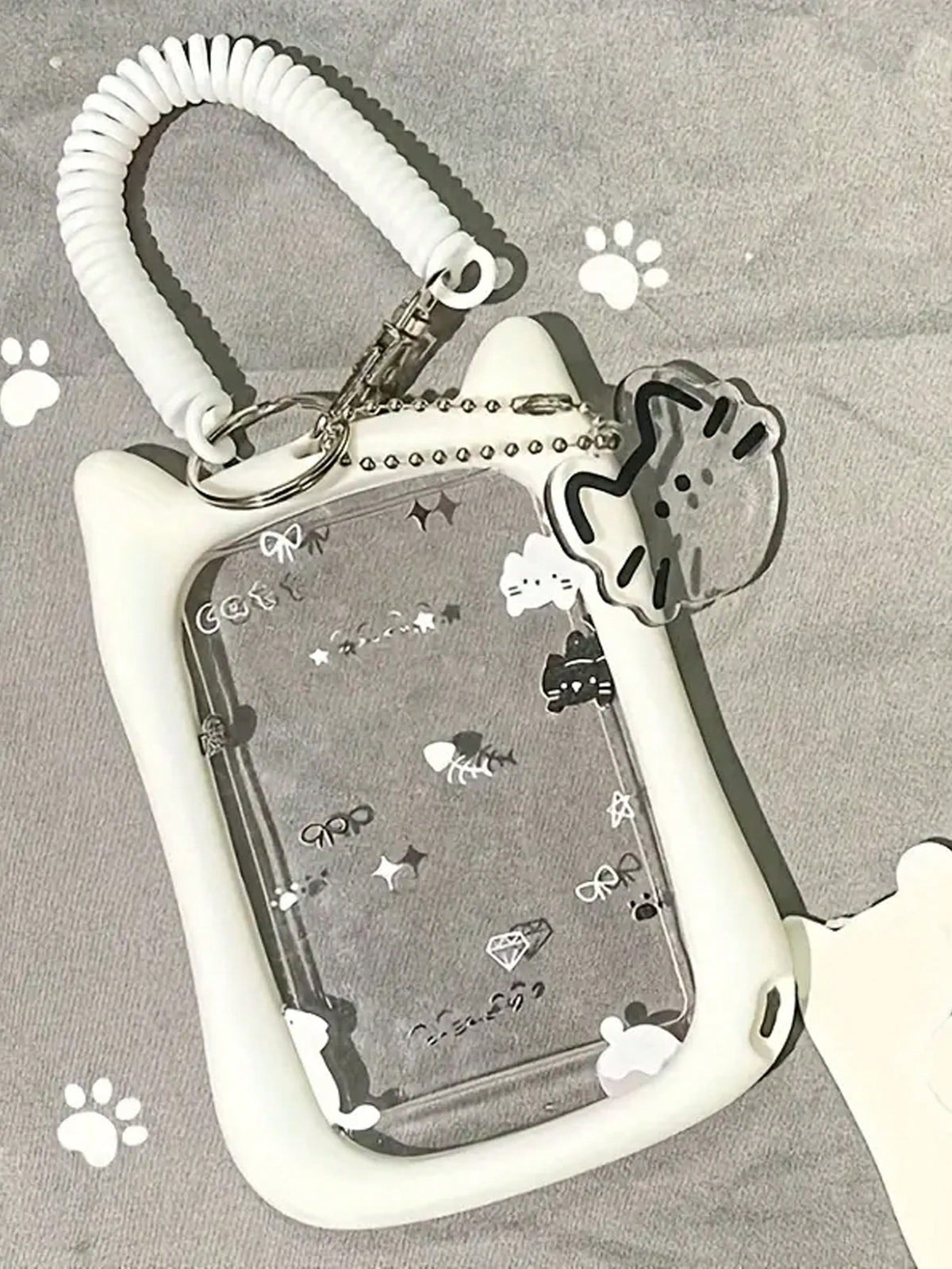 Cat Silicone Card Holder With Keychain- Durable And Fashionable Student ID Card Protector, Suitable For Bus Card, Metro Card And Campus Card| Adorable Cat Design, Transparent Material With Colorful