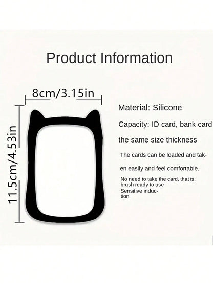Cat Silicone Card Holder With Keychain- Durable And Fashionable Student ID Card Protector, Suitable For Bus Card, Metro Card And Campus Card| Adorable Cat Design, Transparent Material With Colorful