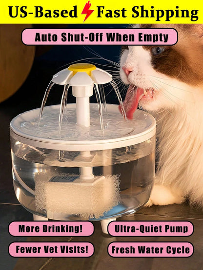 Cat Water Fountain, 1500ml USB Powered Cat Dog Water Dispenser, Automatic Circulation Pet Water Feeder With Filter (Charging Adapter Not Included) Cat Fountain With Water Level Window Easy To Clean Wa