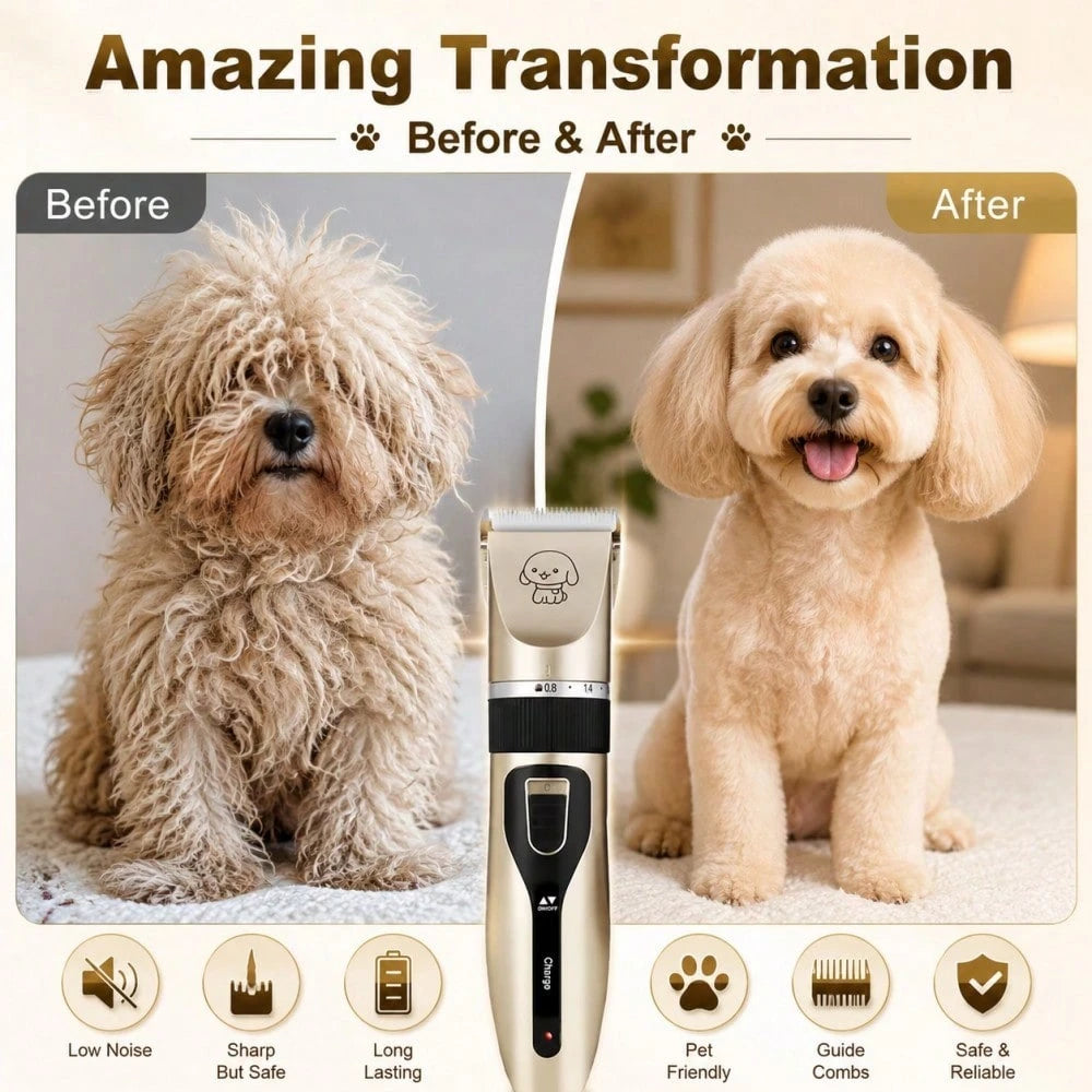 CGECGE Electric Pet Grooming Kit For Dogs And Cats. Professional Dog Grooming Kit With Low-Voltage Operation, Quiet Operation, And A Gentle Trimming System. Suitable For Home Pet Grooming, And Ideal F