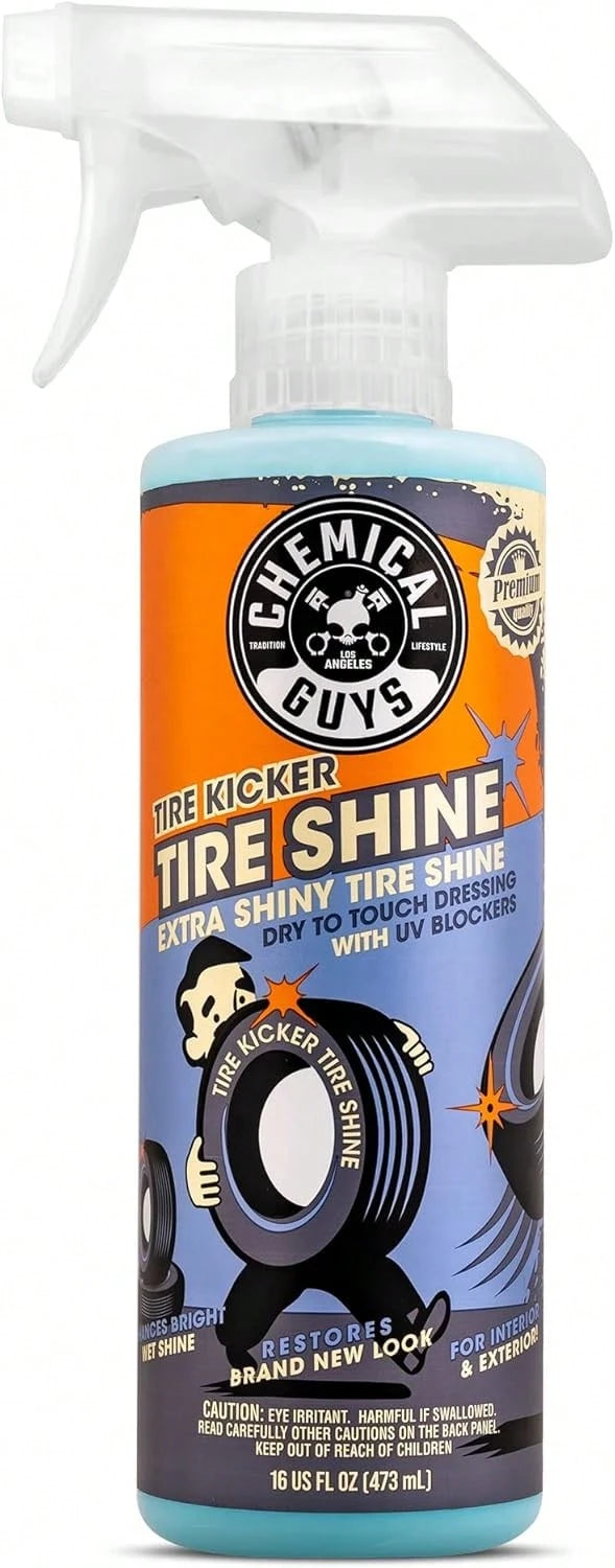 Chemical Guys Tire Kicker Sprayable Extra Glossy Tire Shine Spray, Dry-To-Touch Dressing- Restores Wet Look To Rubber, Vinyl, And Plastic, For Cars, Trucks, Motorcycles, RVs, And More- 16 Oz