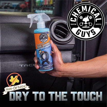 Chemical Guys Tire Kicker Sprayable Extra Glossy Tire Shine Spray, Dry-To-Touch Dressing- Restores Wet Look To Rubber, Vinyl, And Plastic, For Cars, Trucks, Motorcycles, RVs, And More- 16 Oz