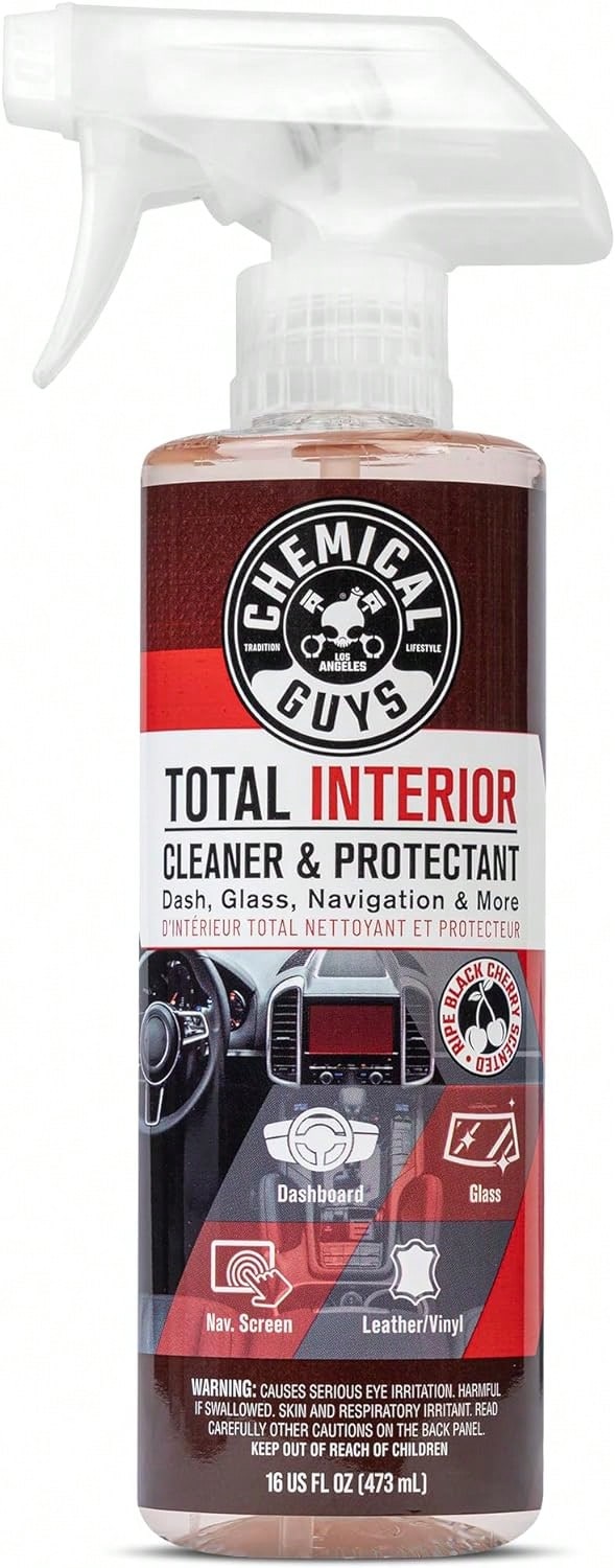 Chemical Guys Total Interior Cleaner &Amp; Protectant- Black Cherry, Car Cleaning Spray, Cleans And Protects Leather, Vinyl, Plastic, Rubber, And Glass, For Trucks, SUVs, Jeeps, RVs &Amp; More- 16