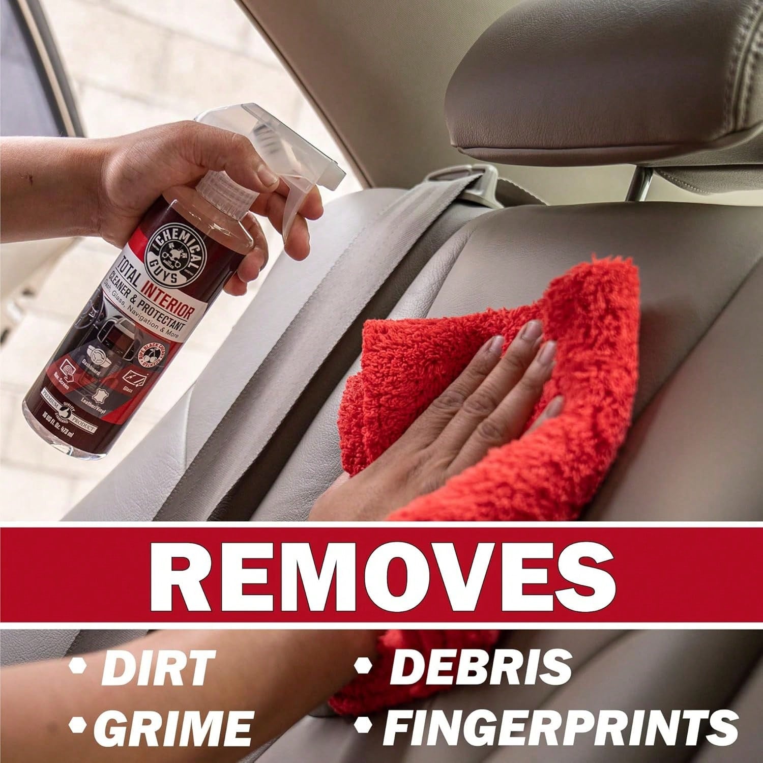 Chemical Guys Total Interior Cleaner &Amp; Protectant- Black Cherry, Car Cleaning Spray, Cleans And Protects Leather, Vinyl, Plastic, Rubber, And Glass, For Trucks, SUVs, Jeeps, RVs &Amp; More- 16