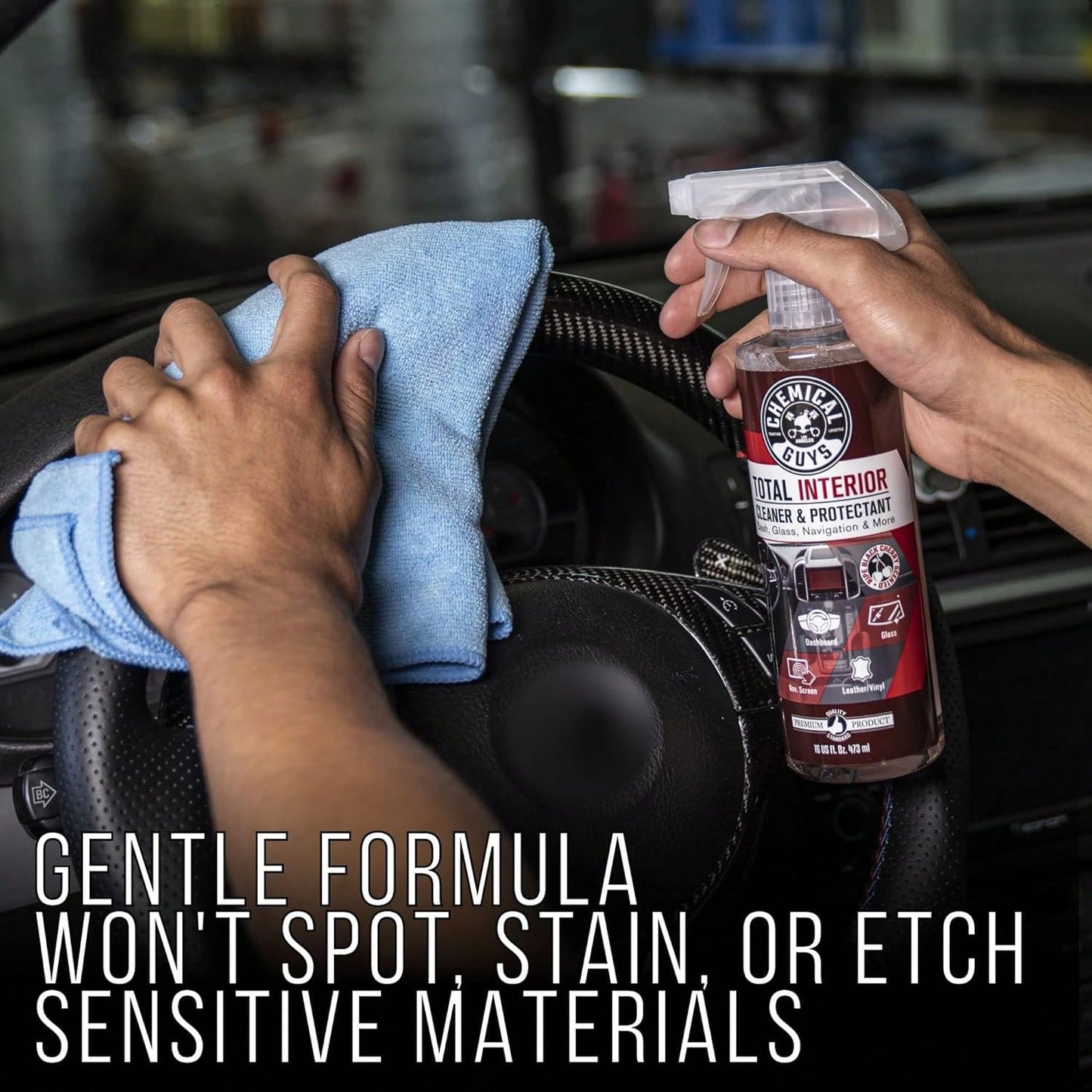 Chemical Guys Total Interior Cleaner &Amp; Protectant- Black Cherry, Car Cleaning Spray, Cleans And Protects Leather, Vinyl, Plastic, Rubber, And Glass, For Trucks, SUVs, Jeeps, RVs &Amp; More- 16