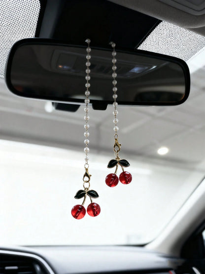 Cherry Blossom Car Rearview Mirror Hanging Decor, Car Interior Pendant