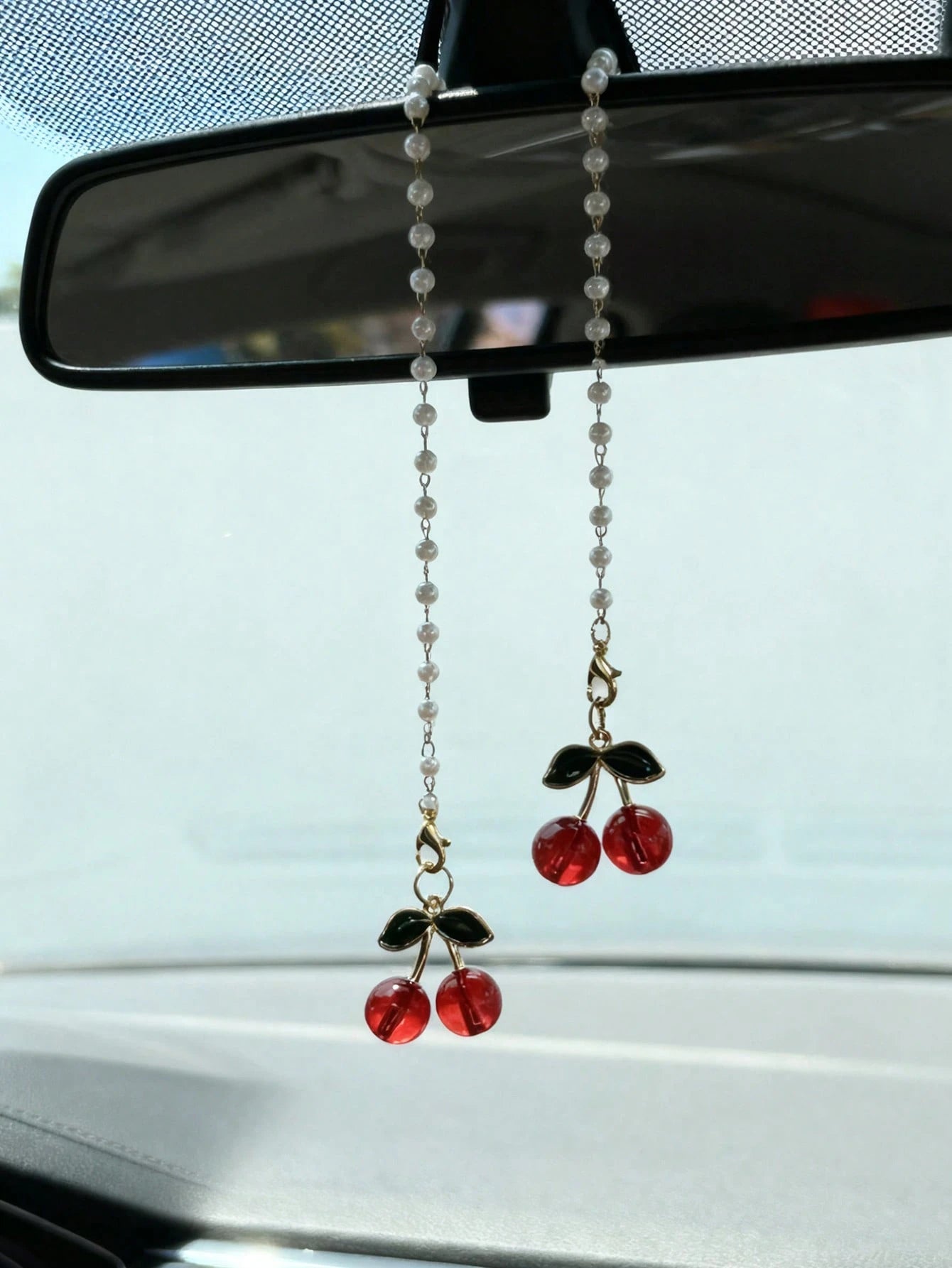 Cherry Blossom Car Rearview Mirror Hanging Decor, Car Interior Pendant